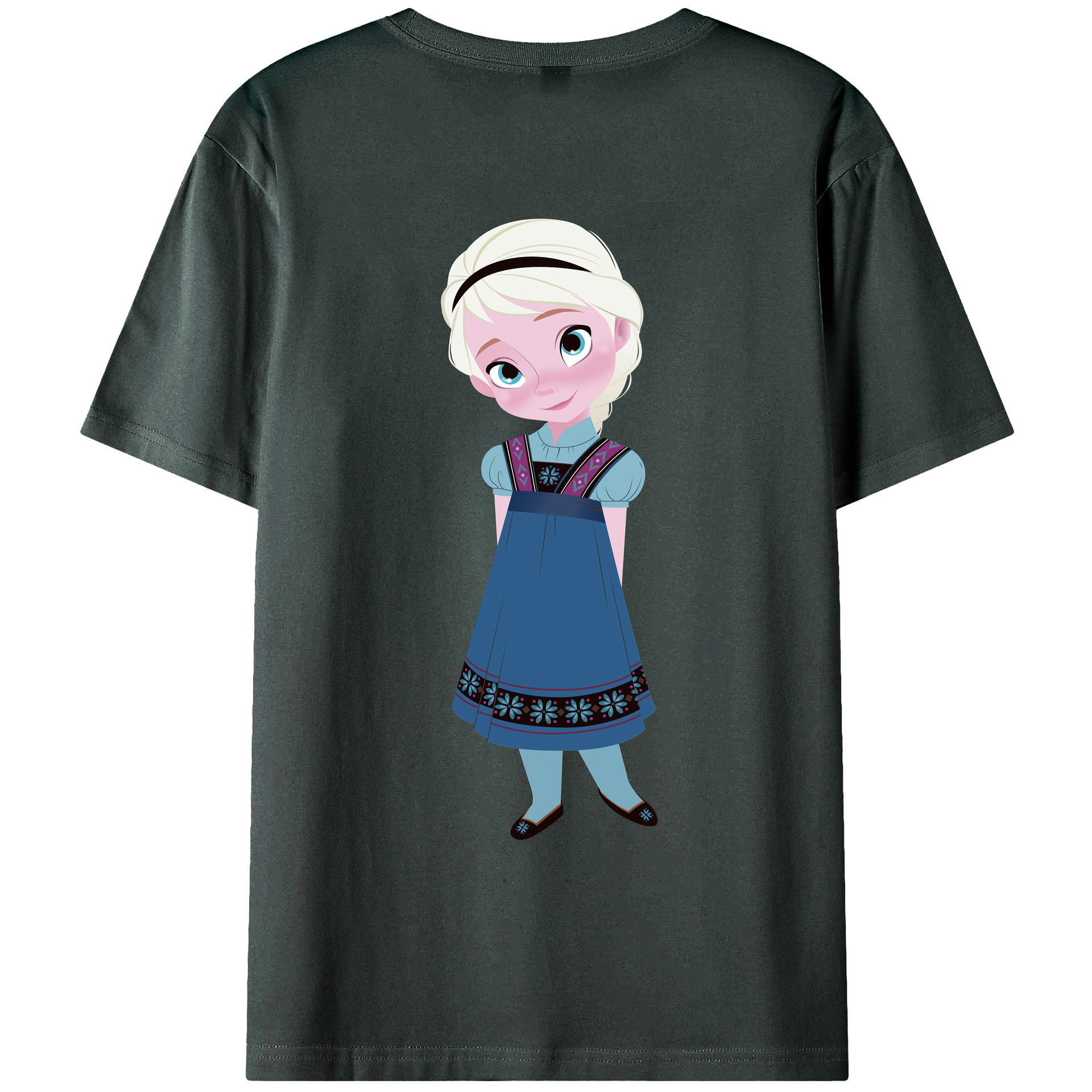 （画像用） アナと雪の女王 アンナ エルサ Frozen Anna Elsa 綿100％ メンズ半袖Tシャツ（バックプリント） 通気性